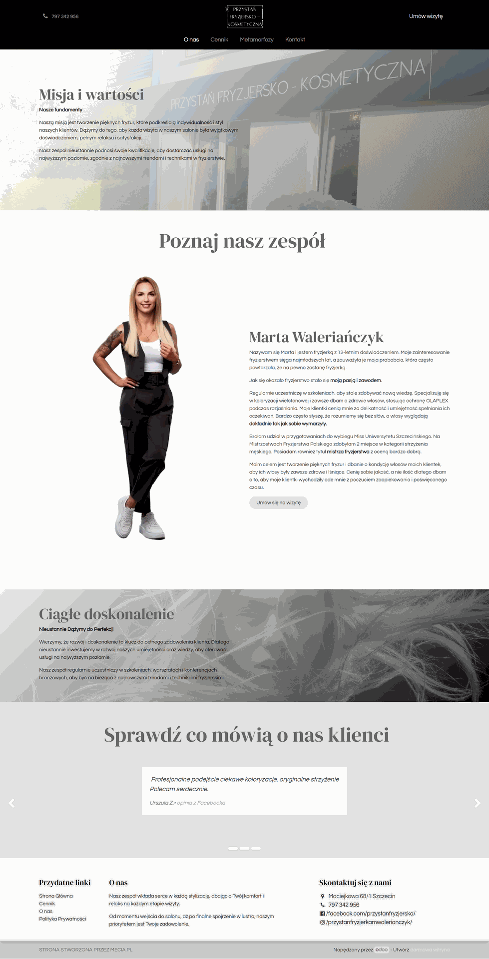 Podstrona o nas, o firmie